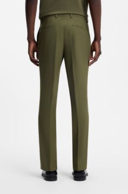 Two-piece slim-fit suit in a stretch wool blend, Olive