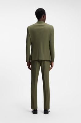 Two-piece slim-fit suit in a stretch wool blend, Olive