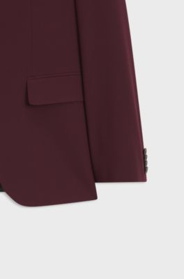 Two-piece slim-fit suit in a stretch wool blend, Dark Red