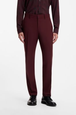 Two-piece slim-fit suit in a stretch wool blend, Dark Red