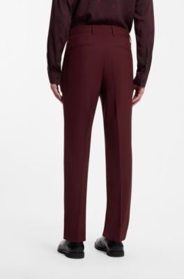 Two-piece slim-fit suit in a stretch wool blend, Dark Red