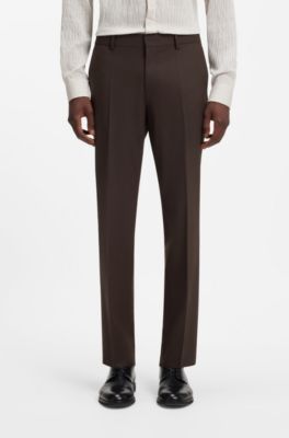 Two-piece slim-fit suit in a stretch wool blend, Brown