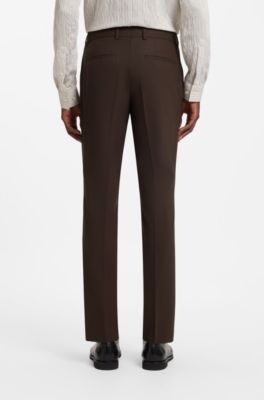 Two-piece slim-fit suit in a stretch wool blend, Brown
