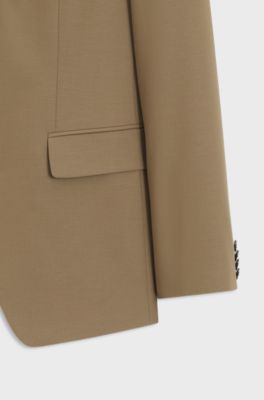 Two-piece slim-fit suit in a stretch wool blend, Beige