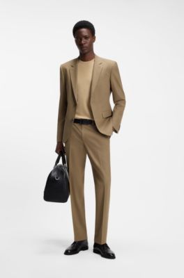 Two-piece slim-fit suit in a stretch wool blend, Beige
