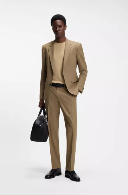 Traje de dos piezas slim fit de lana elástica