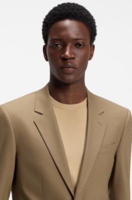 Two-piece slim-fit suit in a stretch wool blend, Beige