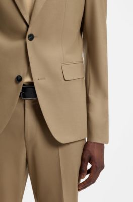 Two-piece slim-fit suit in a stretch wool blend, Beige