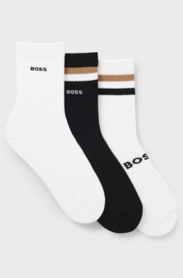 Gift-boxed three-pack of short cotton-blend socks, White / Black