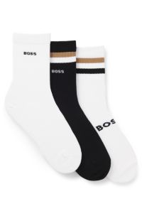 Gift-boxed three-pack of short cotton-blend socks, White / Black