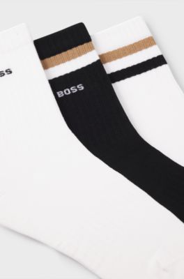 Gift-boxed three-pack of short cotton-blend socks, White / Black