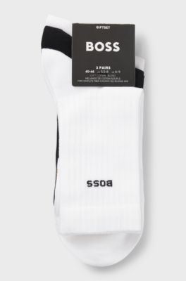 Gift-boxed three-pack of short cotton-blend socks, White / Black