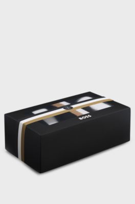 Gift-boxed three-pack of short cotton-blend socks, White / Black