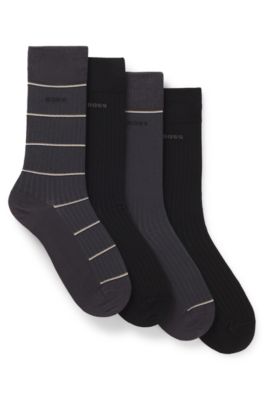 Gift-boxed four-pack of regular-length socks, Black / Grey