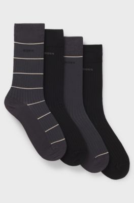 Gift-boxed four-pack of regular-length socks, Black / Grey