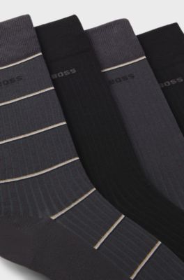 Gift-boxed four-pack of regular-length socks, Black / Grey