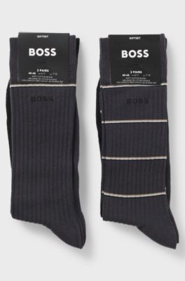 Gift-boxed four-pack of regular-length socks, Black / Grey