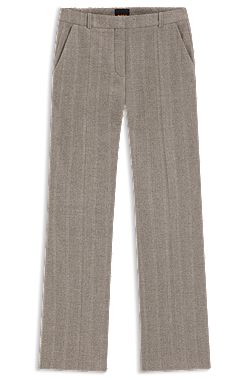 Modern-fit flared trousers in herringbone wool blend