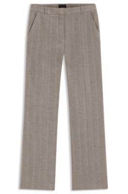 Boss Modern-fit flared trousers in herringbone wool blend kostymbyxor – bild 4