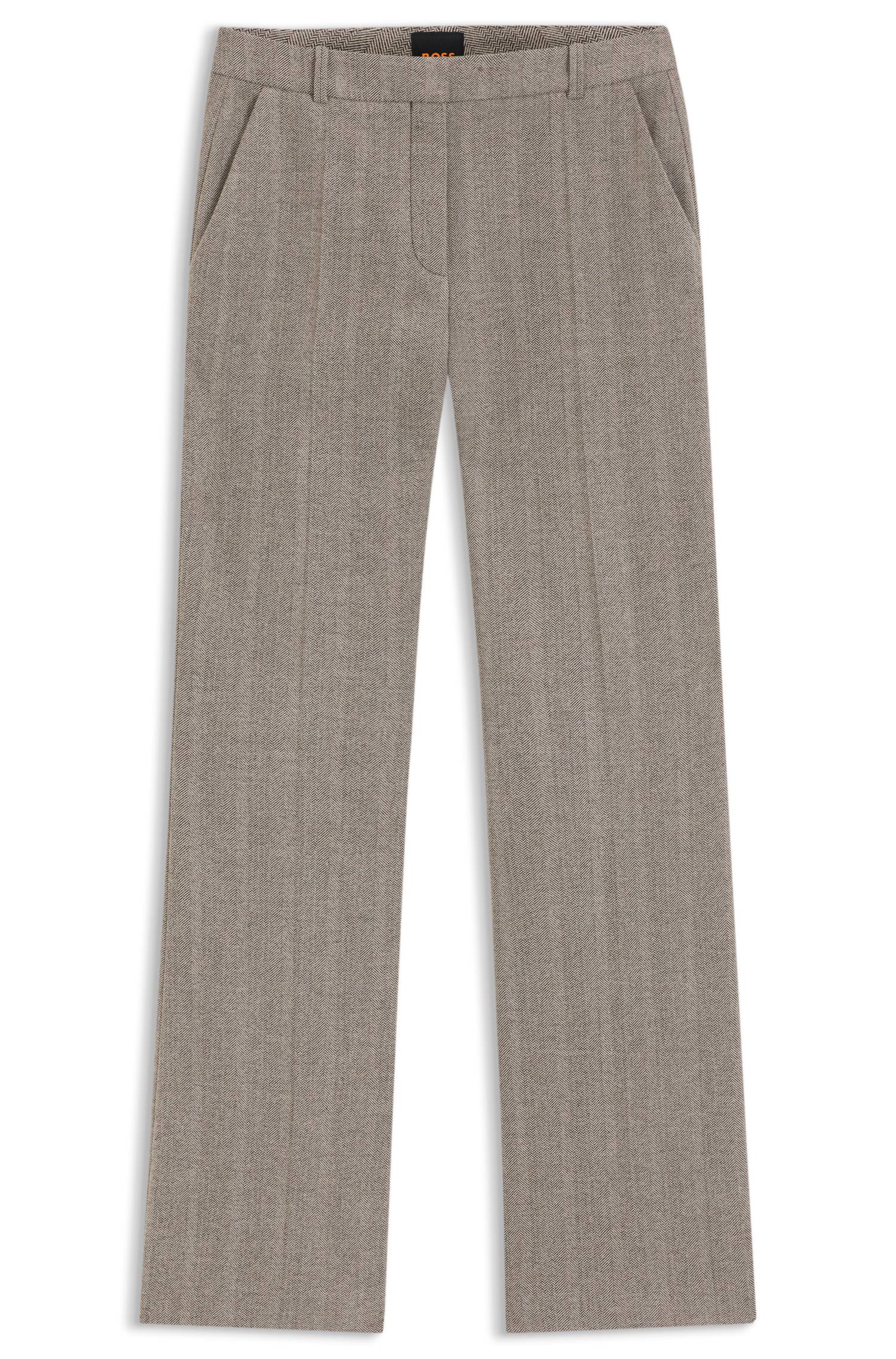 Boss Modern-fit flared trousers in herringbone wool blend byxor – bild 4