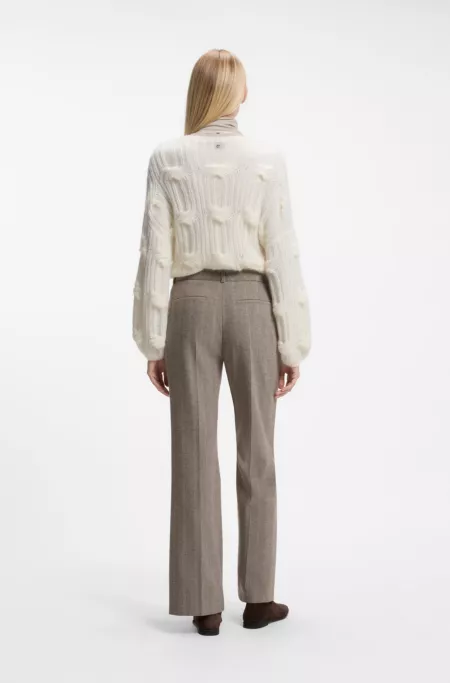 Modern-fit flared trousers in herringbone wool blend