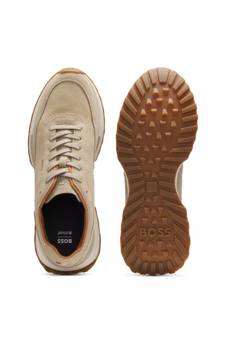 Suede trainers with perforations