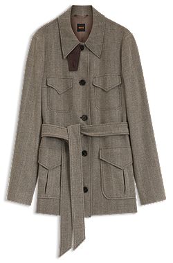 Regular-fit jacket in herringbone-structured flannel