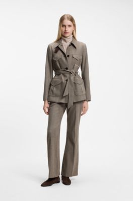 Regular-fit jacket in herringbone-structured flannel, Patterned