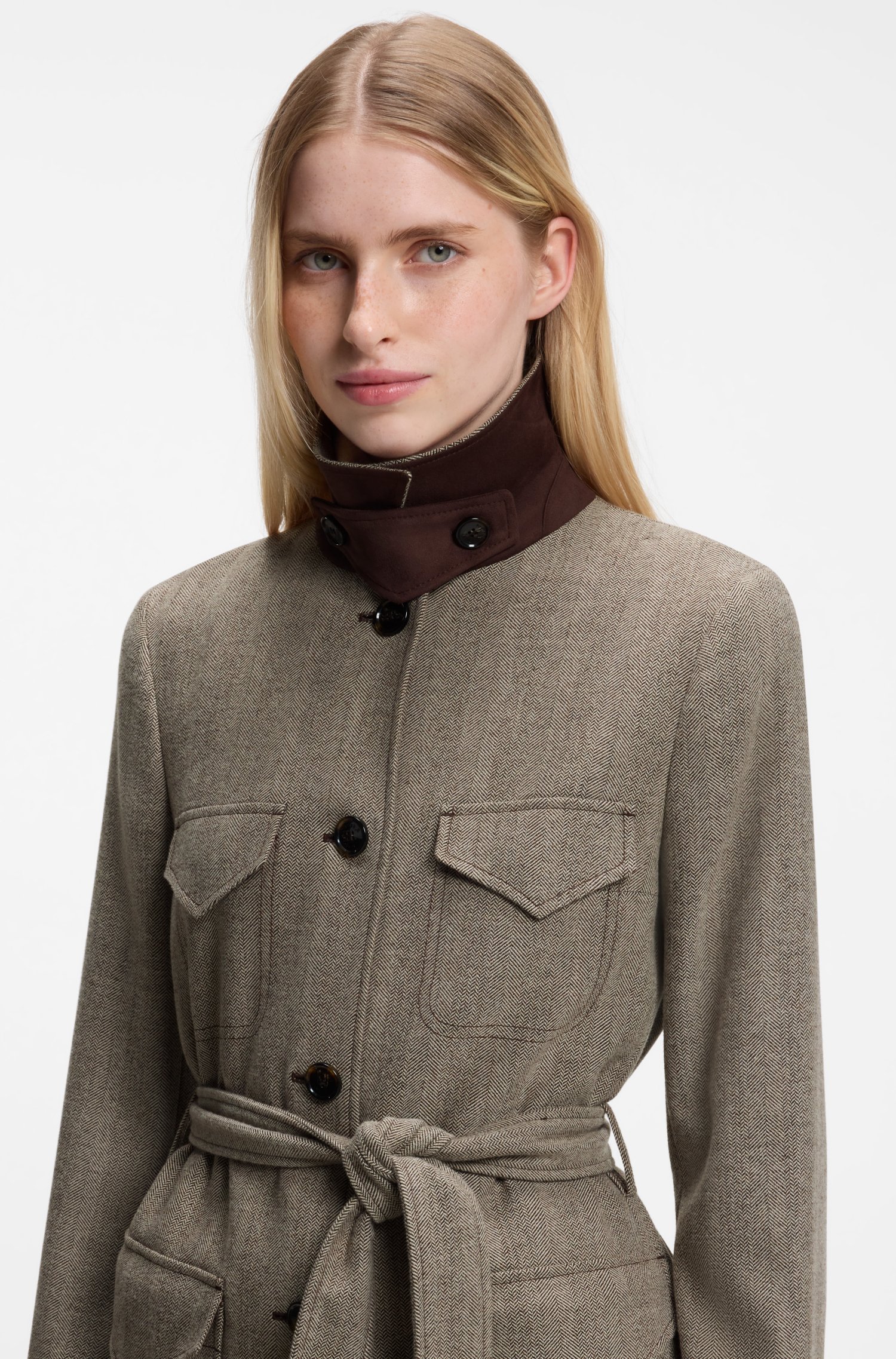 Boss Regular-fit jacket in herringbone-structured flannel kavajer & blazers – bild 3