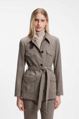 Regular-fit jacket in herringbone-structured flannel, Patterned
