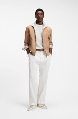 Lace-up trainers with suede trims, Natural