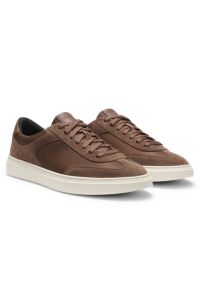 Lace-up trainers with suede trims, Dark Brown