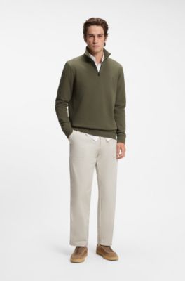 Lace-up trainers with suede trims, Beige