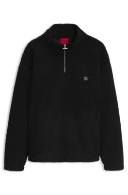 Relaxed-fit sweatshirt in sherpa fleece, Black