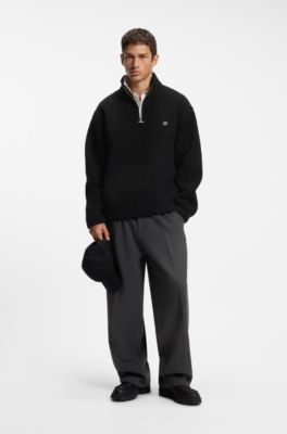 Relaxed-fit sweatshirt in sherpa fleece, Black
