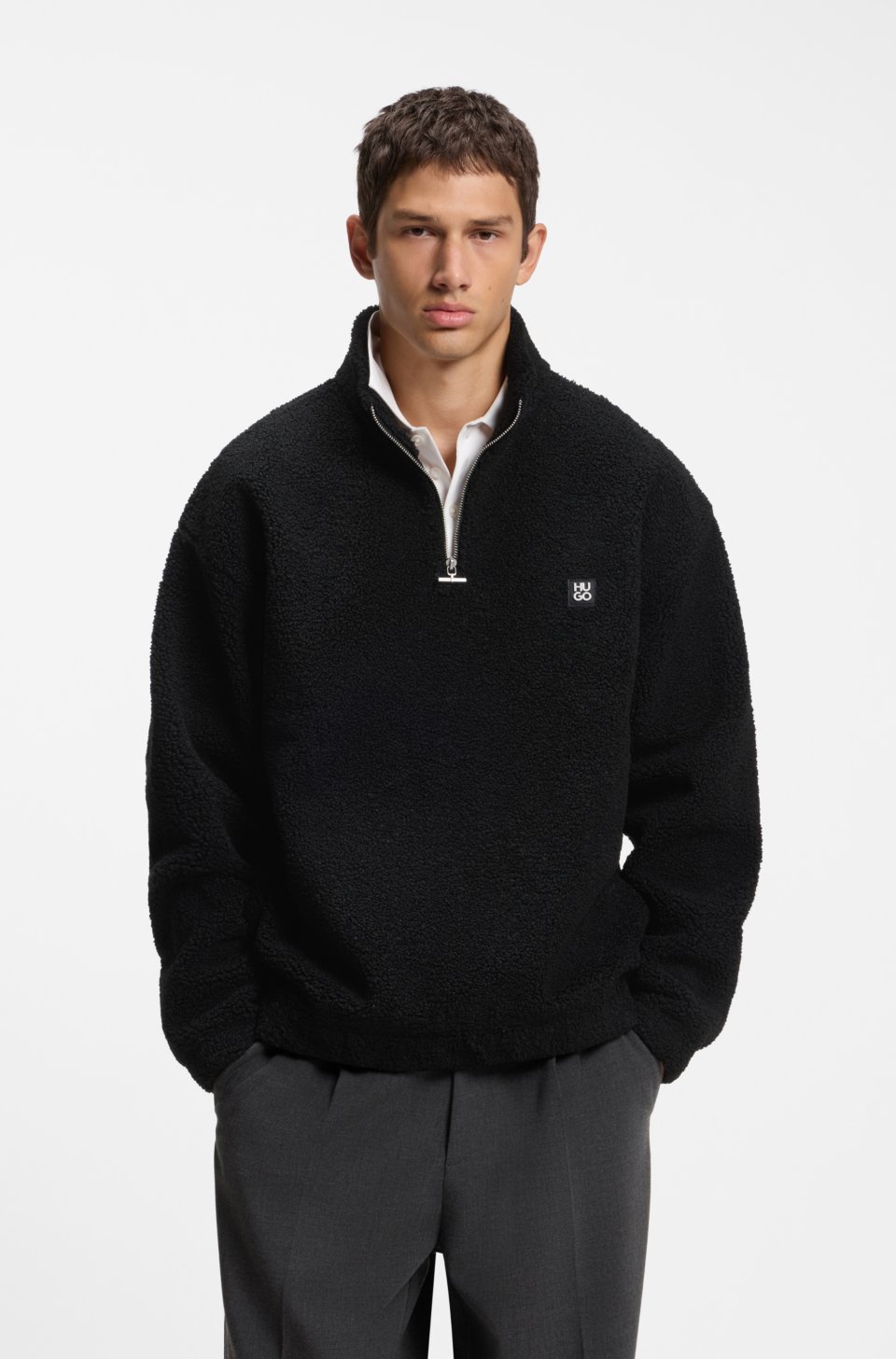 Relaxed-fit sweatshirt in sherpa fleece