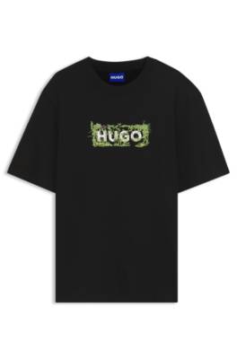 Hugo Cotton T-shirt with embroidered logo artwork herr – bild 4