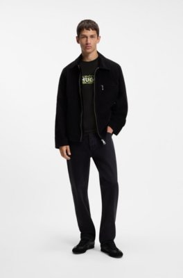 Hugo Cotton T-shirt with embroidered logo artwork herr – bild 2