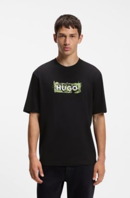 Cotton T-shirt with embroidered logo artwork