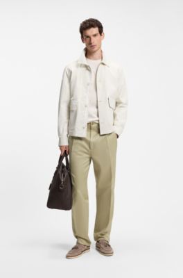 Geometric-jacquard T-shirt in cotton, Natural