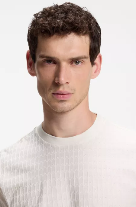 Geometric-jacquard T-shirt in cotton