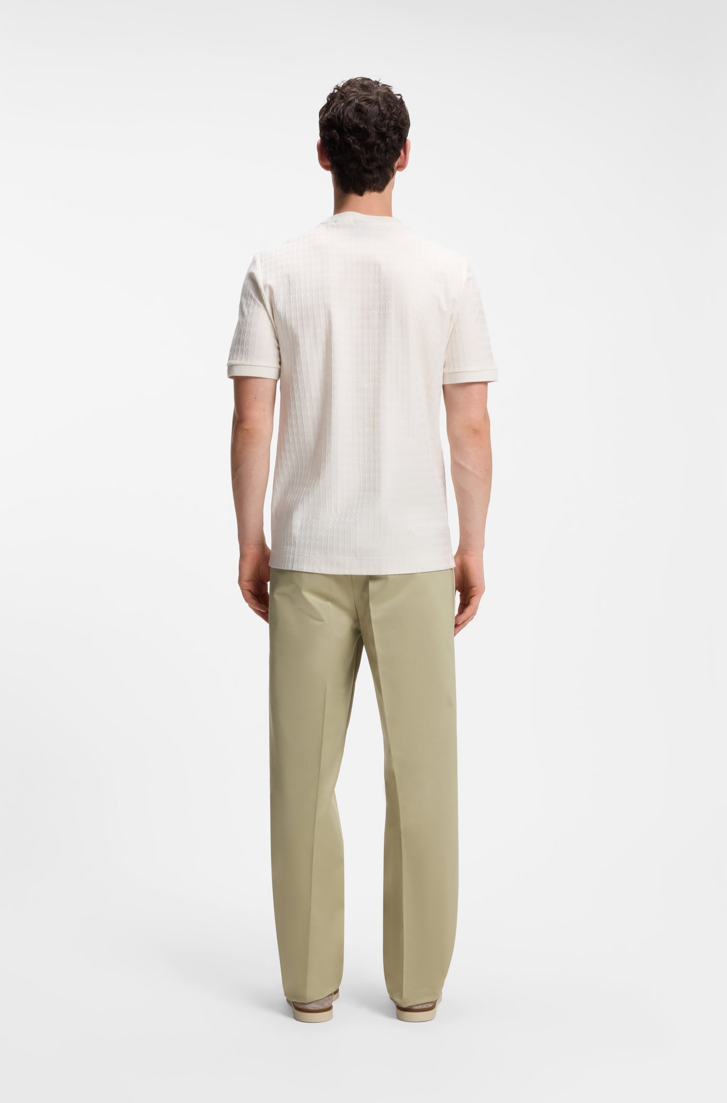 Boss Geometric-jacquard T-shirt in cotton herr – bild 3