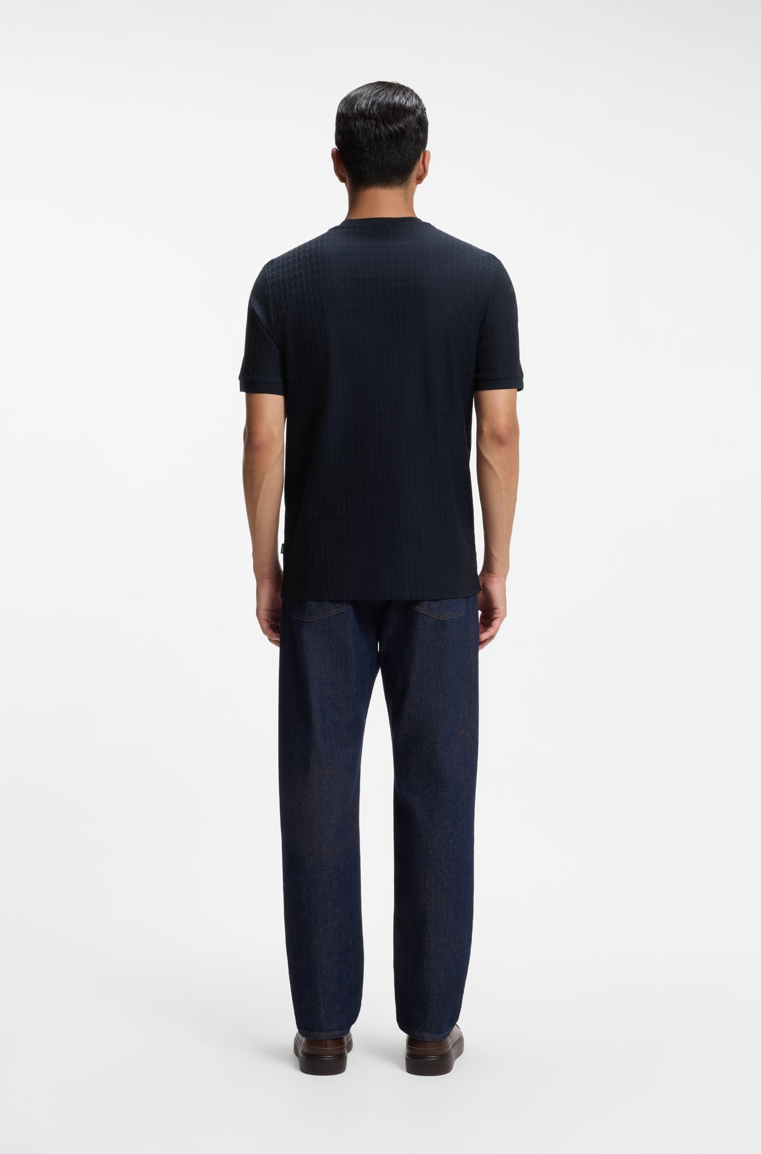 Boss Geometric-jacquard T-shirt in cotton herr – bild 3