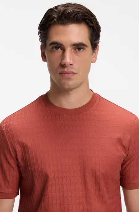 Geometric-jacquard T-shirt in cotton