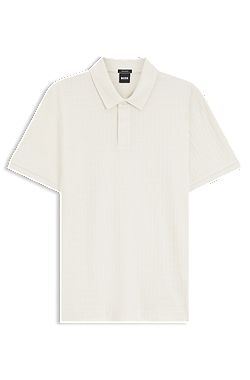 Poloshirt i bomuld med geometrisk jacquardmønster