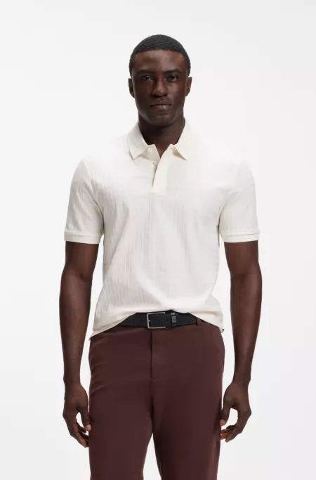 Geometric-jacquard polo shirt in cotton