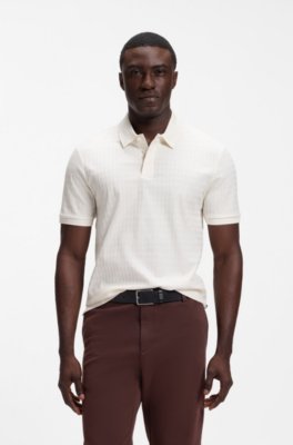 Geometric-jacquard polo shirt in cotton