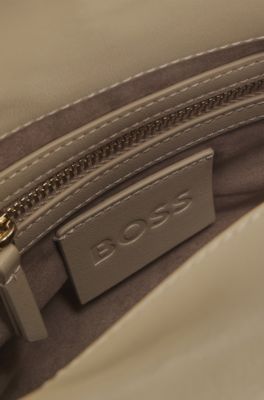 Borsa a tracolla intrecciata con monogramma Double B, Beige chiaro