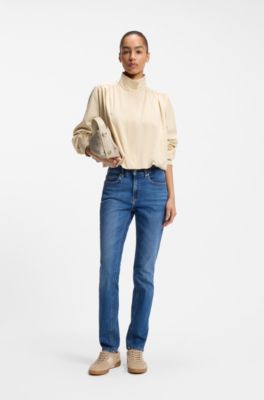 Woven crossbody bag with Double B monogram, Light Beige