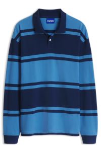 Striped-cotton polo shirt, Blue
